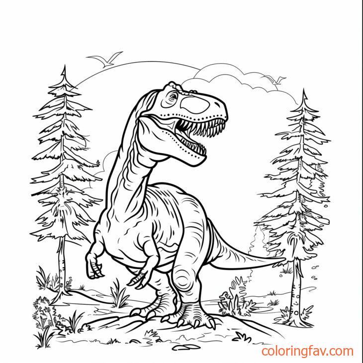 A T Rex looking up at the sky or at something in the trees 1