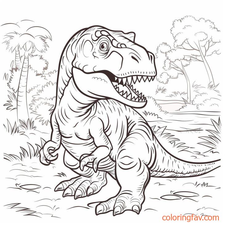 A T Rex sitting down on its haunches looking around curiously 4