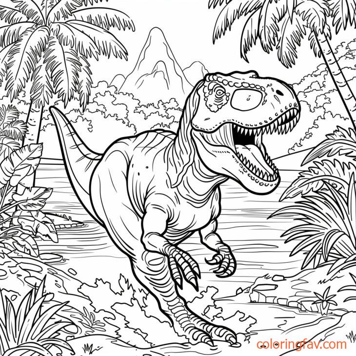 A T Rex sprinting through the jungle, showing its speed and agility 1