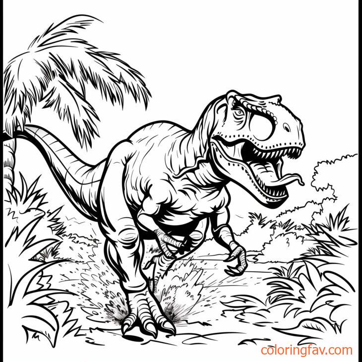 A T Rex sprinting through the jungle, showing its speed and agility 3