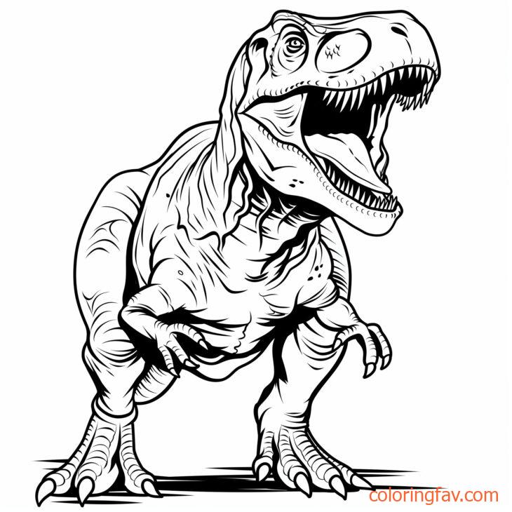 A T Rex standing on its hind legs, roaring loudly with its mouth wide open 1