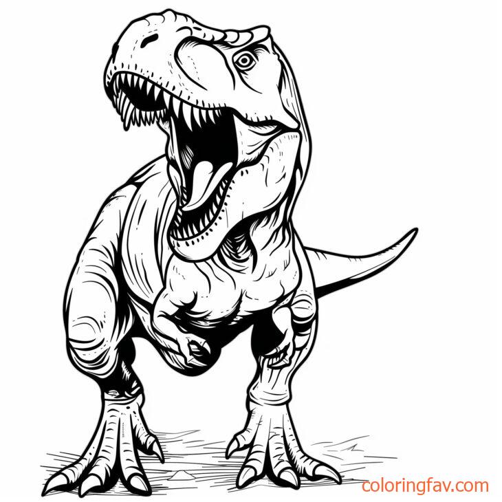 A T Rex standing on its hind legs, roaring loudly with its mouth wide open 2