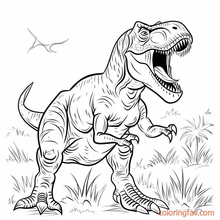 A T Rex standing on its hind legs, roaring loudly with its mouth wide open jungle background 3