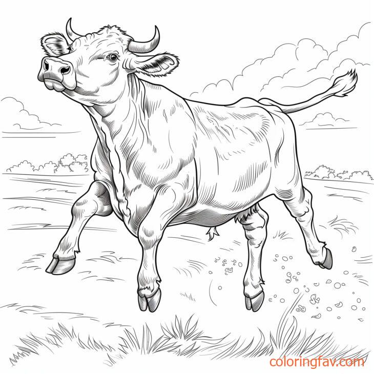 A cow on its hind legs mooing loudly with a meadow background 1