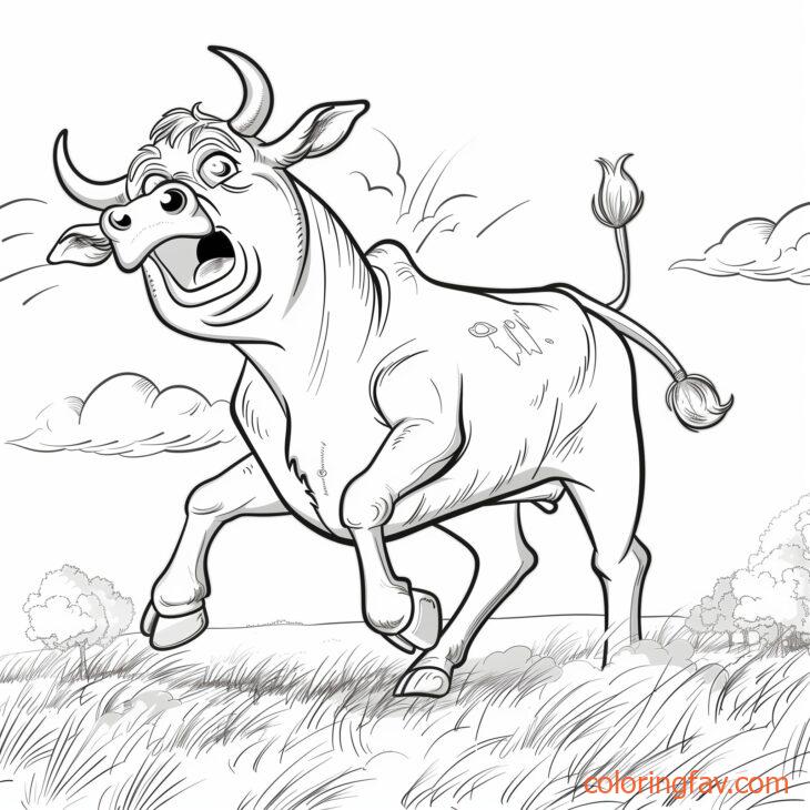 A cow on its hind legs mooing loudly with a meadow background 3