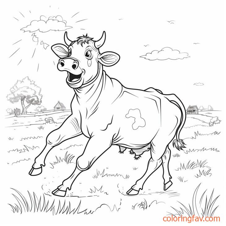 A cow on its hind legs mooing loudly with a meadow background 4