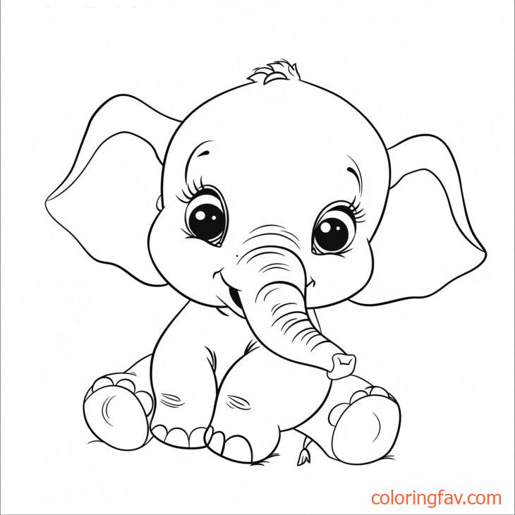 A cute baby elephant sitting with big curious eyes 4