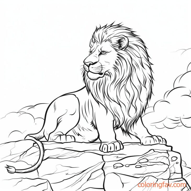 A lion basking in the sunlight on a rocky outcrop 2