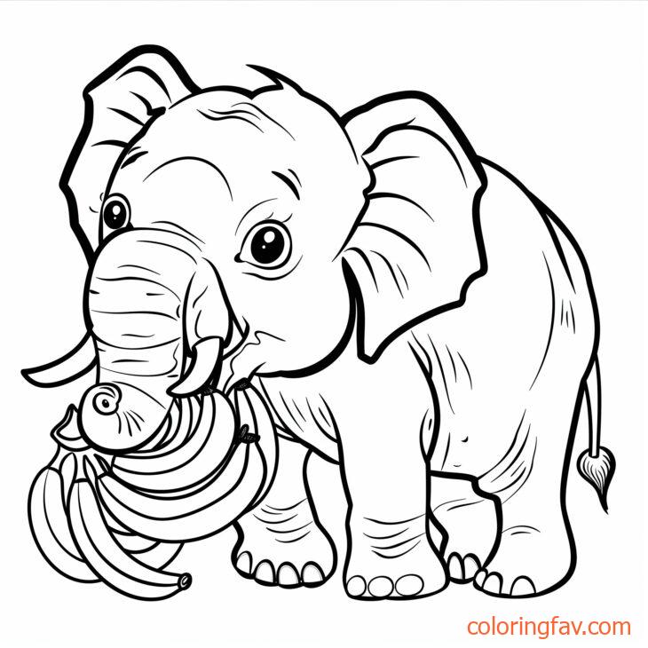 An elephant munching on a bundle of bananas or other fruit 2