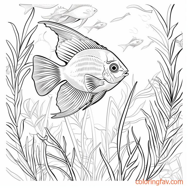 Angel Fish Exploring a Dense Kelp Forest 3