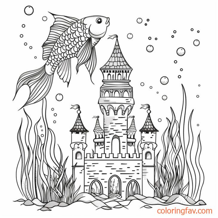 Cute Betta Fish Swimming Around a Castle 2