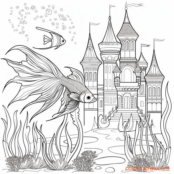 Cute Betta Fish Swimming Around a Castle 4