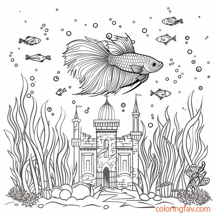 Cute Betta Fish Swimming Around a Castle 6