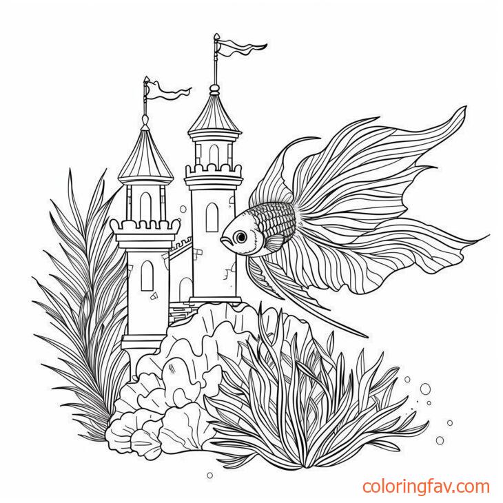 Cute Betta Fish Swimming Around a Castle 7