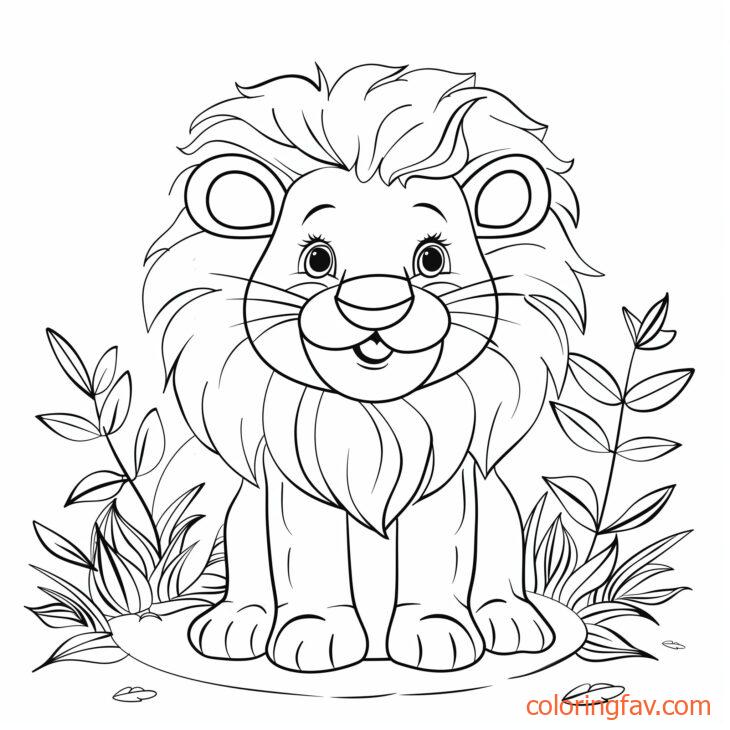 Cute Lion Coloring Pages 7