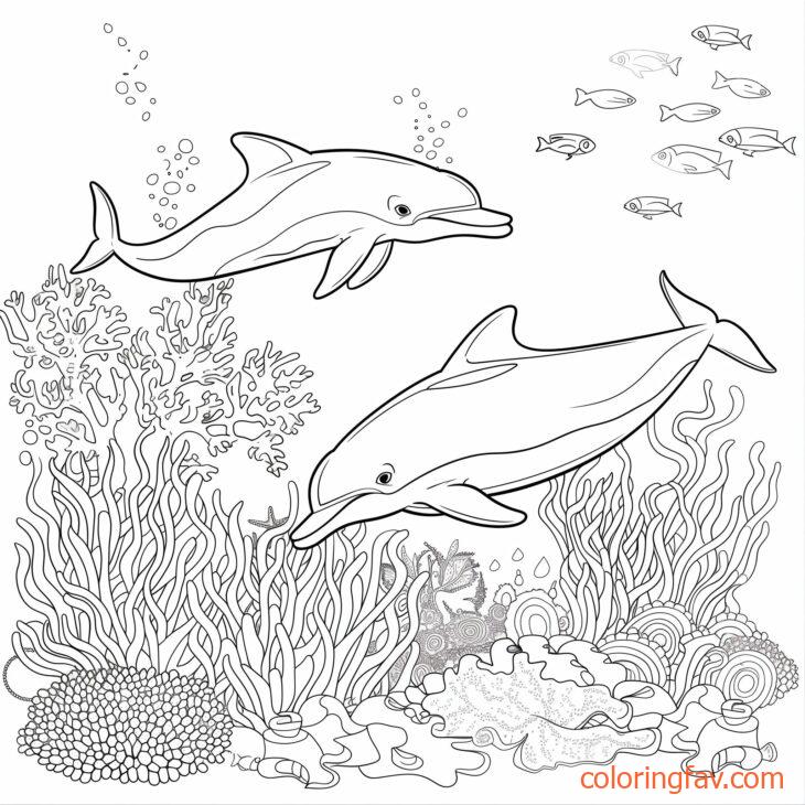 Cute Playful Dolphins Exploring a Vibrant Coral Reef 2