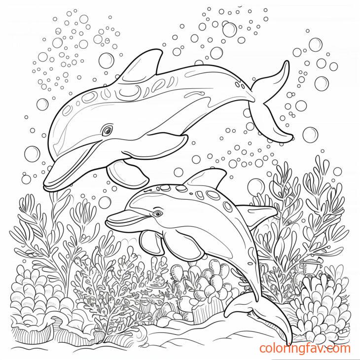 Cute Playful Dolphins Exploring a Vibrant Coral Reef 3