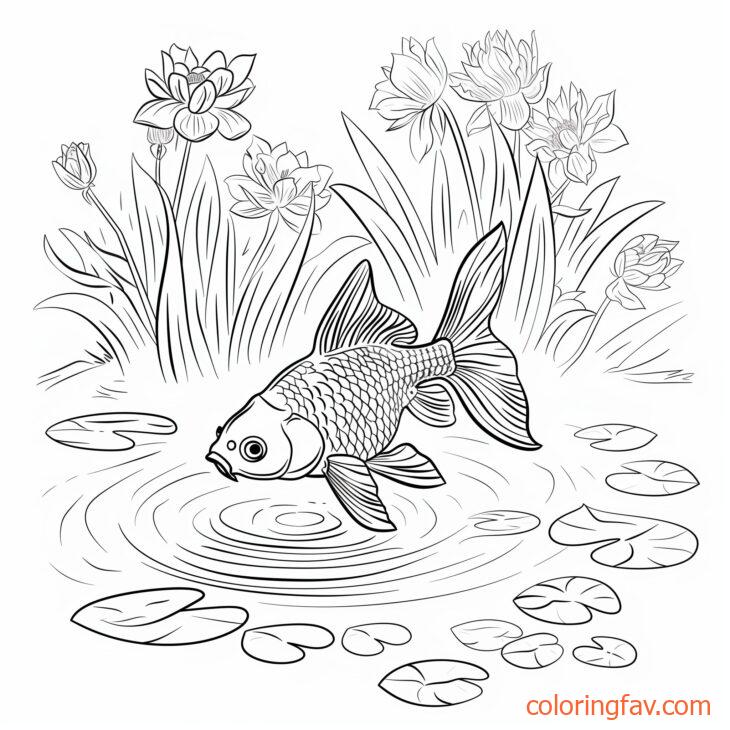 Goldfish Swimming Peacefully in a Garden Pond 2