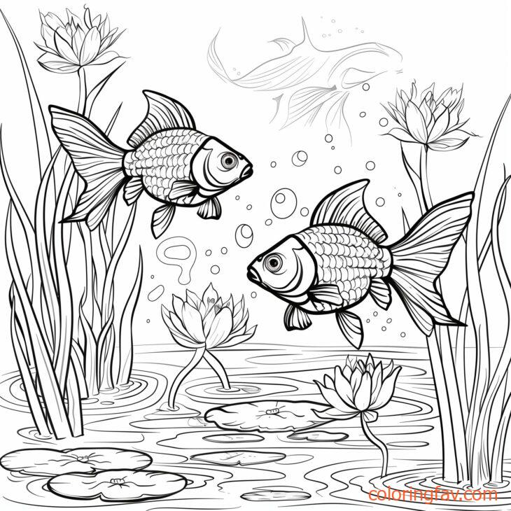 Goldfish Swimming Peacefully in a Garden Pond 3