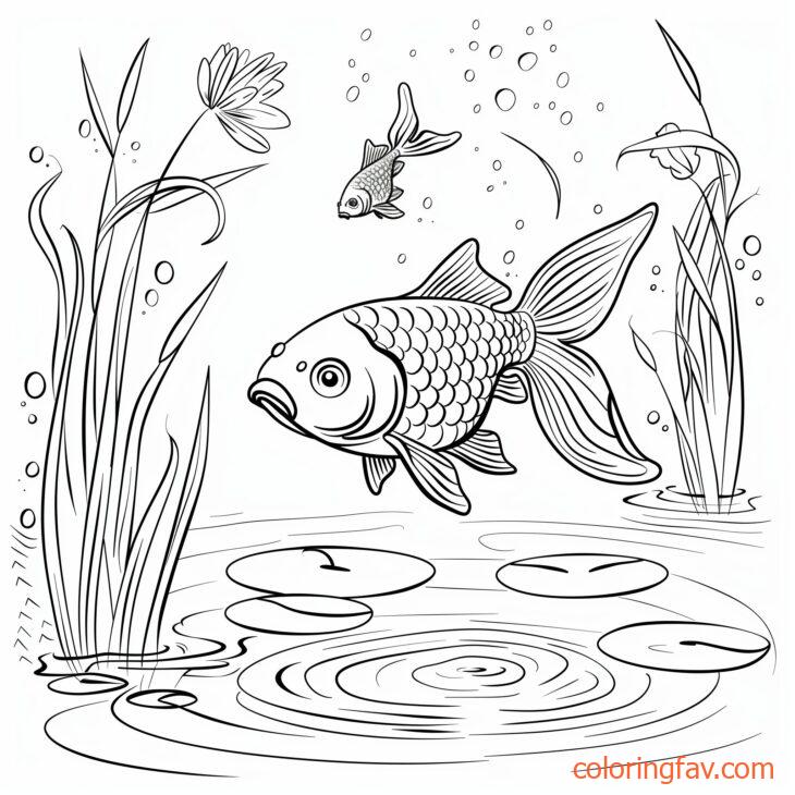 Goldfish Swimming Peacefully in a Garden Pond 4