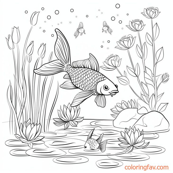 Goldfish Swimming Peacefully in a Garden Pond 6