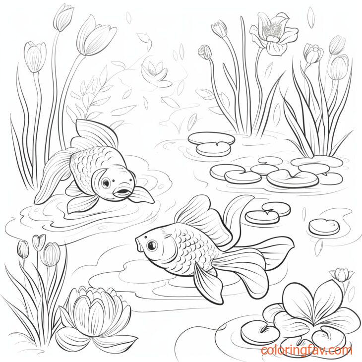 Goldfish Swimming Peacefully in a Garden Pond 8