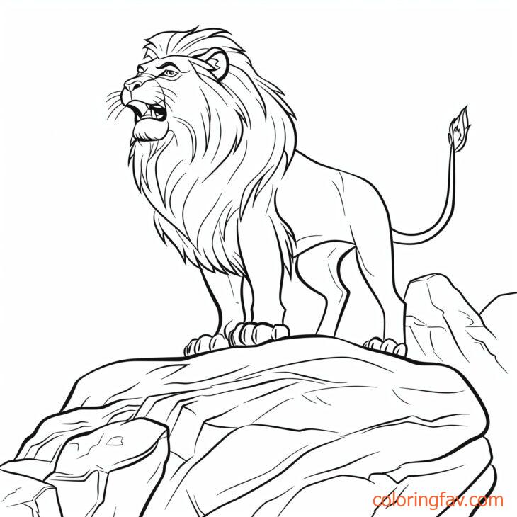 Lion Roaring on a Rock Coloring pages for kids 4