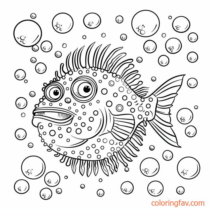 Pufferfish Surrounded by Bubbles of Different Sizes 1