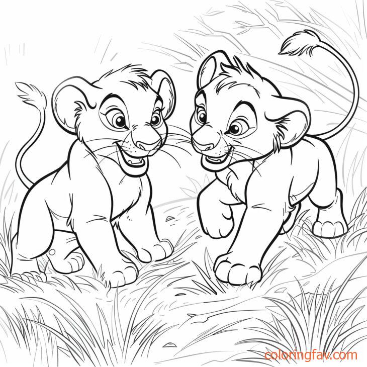 Two lion cubs playfully wrestling in the grass 3